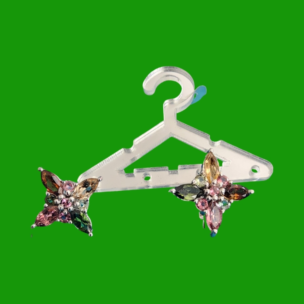 Sterling Silver MULTI Color Marquise Cut Star Gemstone Lever Back Earrings